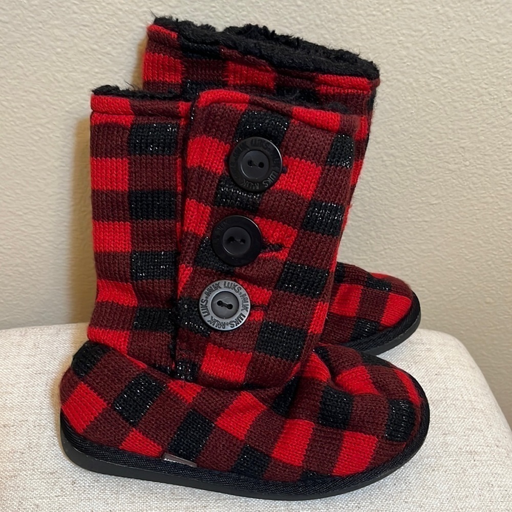 Muk Luks Buffalo Plaid Button Boots